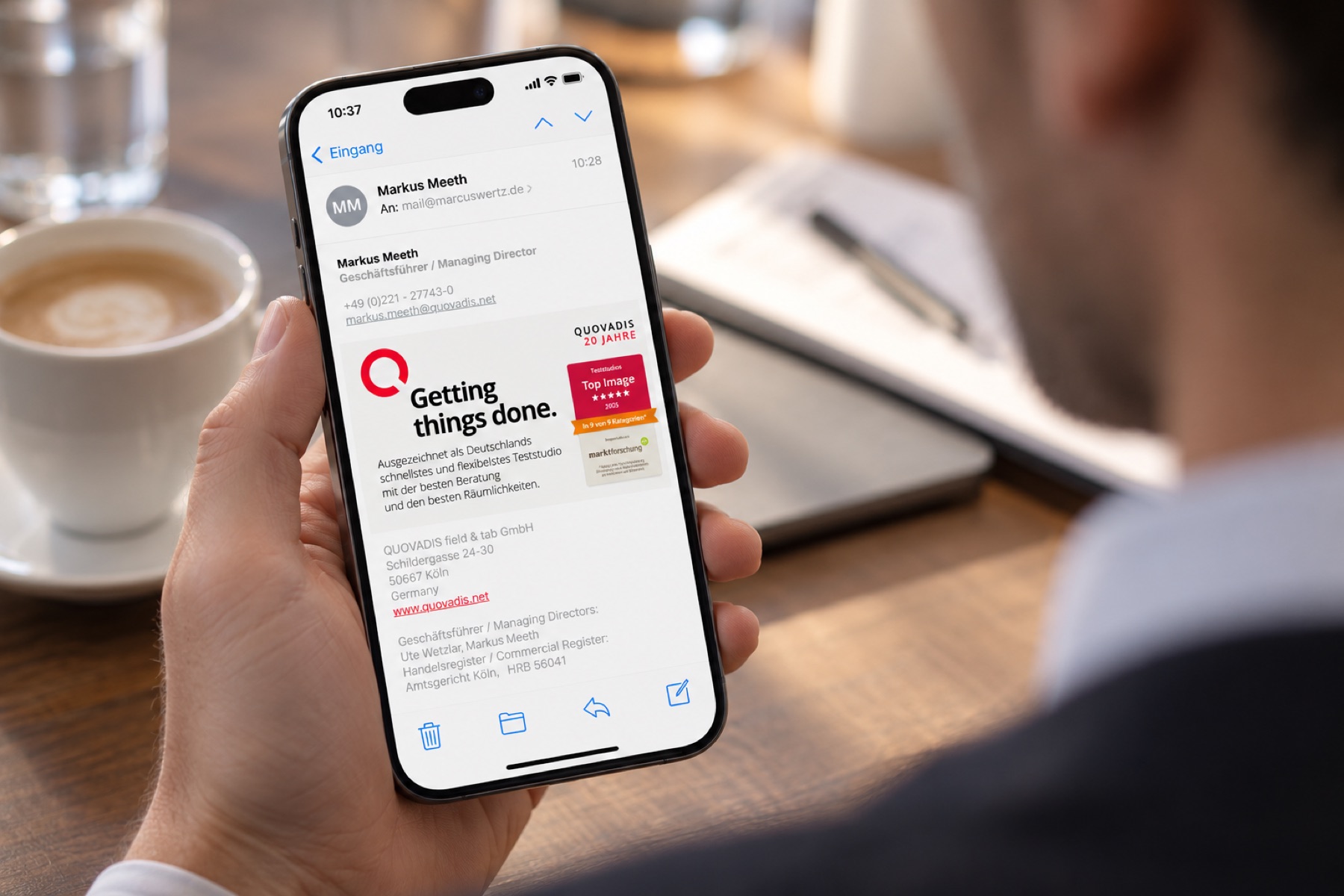 Quovadis-E-Mail-Signatur auf dem Smartphone